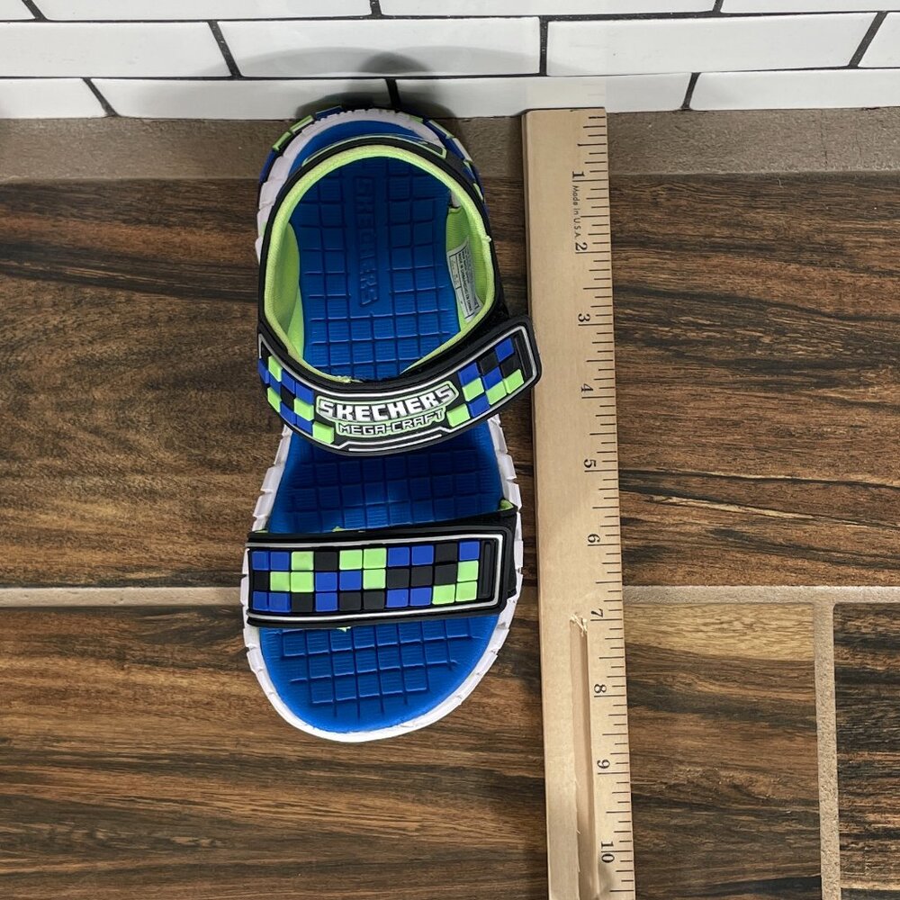 Skechers Mega Craft Little Boys Size 13 Shoes Black Blue Lime Adventure Sandals - Picture 11 of 14